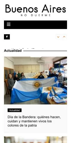 Vista previa del sitio Buenos Aires No Duerme, medio de Argentina para artículos patrocinados