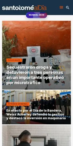 Podgląd witryny Santo Tomé Al Día, medium z kraju Argentyna do artykułów sponsorowanych