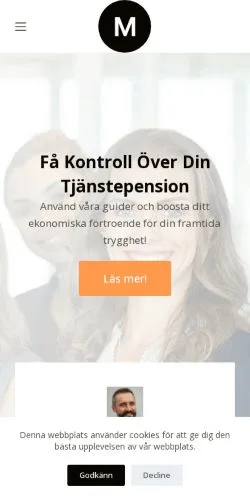 Podgląd witryny Tjänstepensionsbloggen, medium z kraju Szwecja do artykułów sponsorowanych