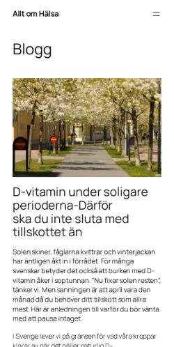 스폰서 기사용 스웨덴 매체 Allt Om Hälsa 사이트 미리보기