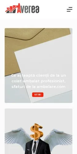 Aperçu du site Averea, média de Roumanie pour articles sponsorisés