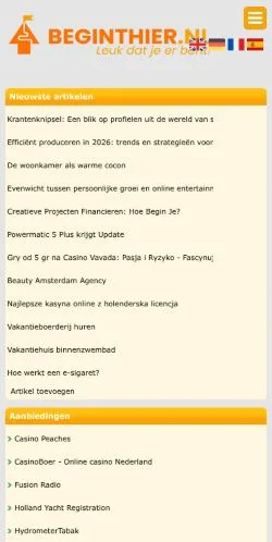 Aperçu du site Beginthier, média de Pays-Bas pour articles sponsorisés