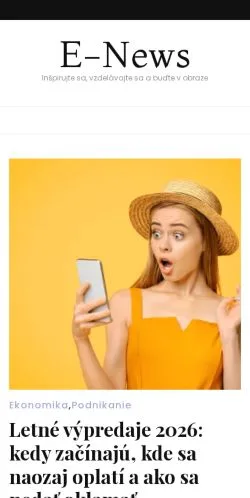 Anteprima del sito E-News, media di Slovacchia per articoli sponsorizzati
