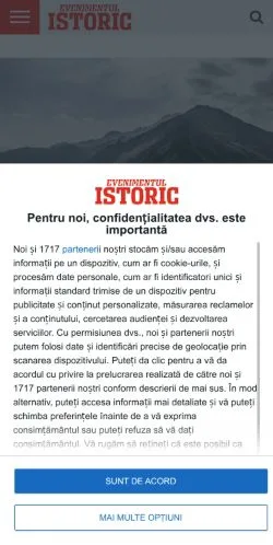 Anteprima del sito Evenimentul Istoric, media di Romania per articoli sponsorizzati