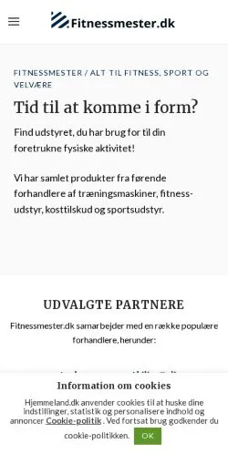 Anteprima del sito Fitnessmester, media di Danimarca per articoli sponsorizzati