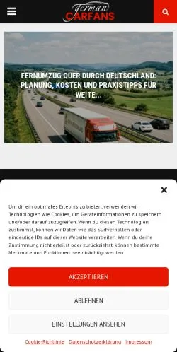 Podgląd witryny GermanCarfans, medium z kraju Niemcy do artykułów sponsorowanych