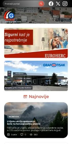 スポンサード記事向けのクロアチアメディア、Grude Portalのサイトプレビュー
