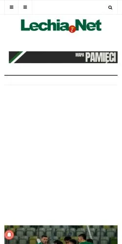 Pré-visualização do site Lechia Gdańsk, meio de Polônia para artigos patrocinados