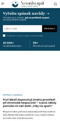 Anteprima del sito Nemůžu Spát, media di Cechia per articoli sponsorizzati