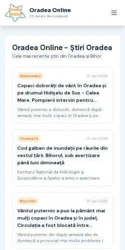 Anteprima del sito Oradea Online, media di Romania per articoli sponsorizzati