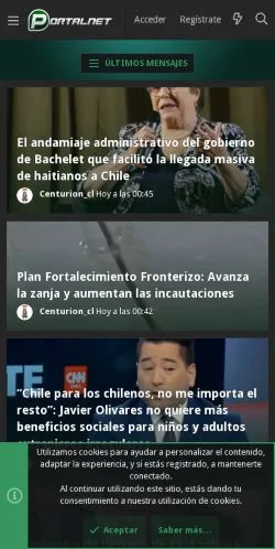 Anteprima del sito Portalnet.cl, media di Cile per articoli sponsorizzati
