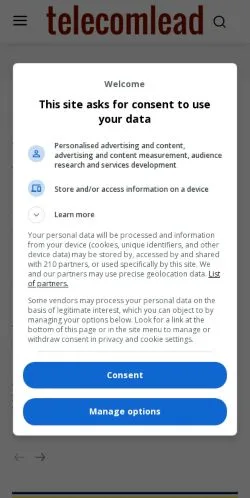 Forhåndsvisning av nettstedet TelecomLead, medium fra USA for sponsede artikler