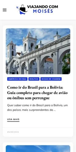 Anteprima del sito Viajando Com Moises, media di Brasile per articoli sponsorizzati