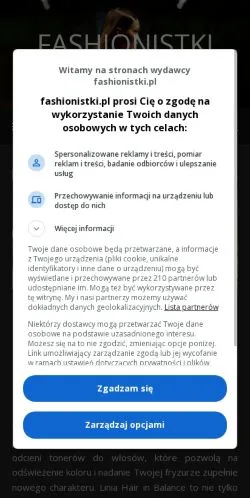Podgląd witryny Fashionistki, medium z kraju Polska do artykułów sponsorowanych