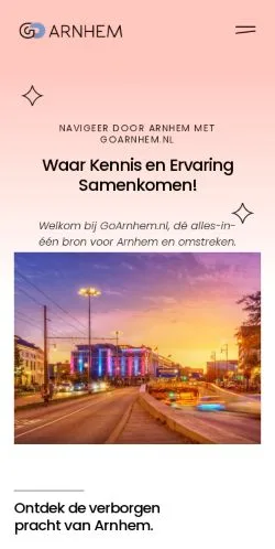 スポンサード記事向けのオランダメディア、Home • Go Arnhemのサイトプレビュー