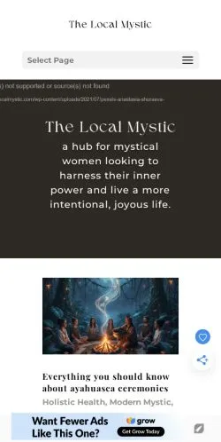 스폰서 기사용 미국 매체 The Local Mystic 사이트 미리보기