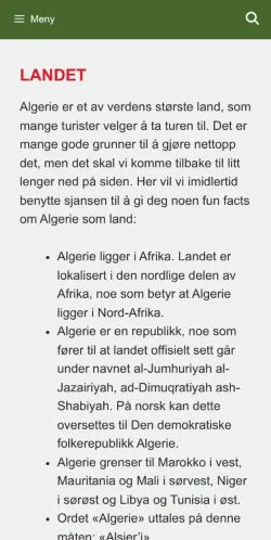 Anteprima del sito Algerie Reise, media di Norvegia per articoli sponsorizzati