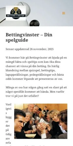 Anteprima del sito Bettingvinster, media di Svezia per articoli sponsorizzati