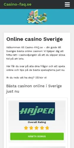 Anteprima del sito Casino FAQ, media di Svezia per articoli sponsorizzati
