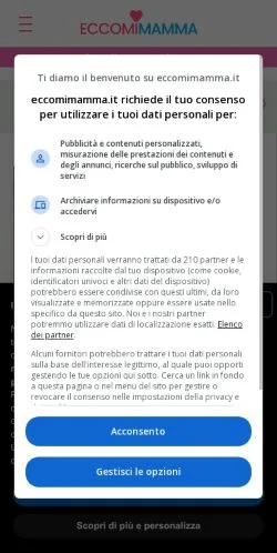 Anteprima del sito Eccomi Mamma, media di Italia per articoli sponsorizzati