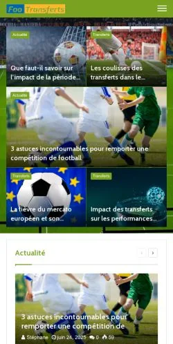 Anteprima del sito Foot Transferts, media di Francia per articoli sponsorizzati