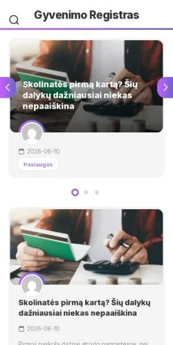 Anteprima del sito Gyvenimo Registras, media di Lituania per articoli sponsorizzati