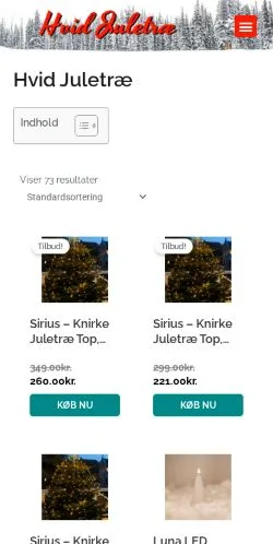 Vista previa del sitio Hvid Juletræ, medio de Dinamarca para artículos patrocinados