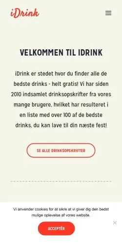 Anteprima del sito iDrink, media di Danimarca per articoli sponsorizzati