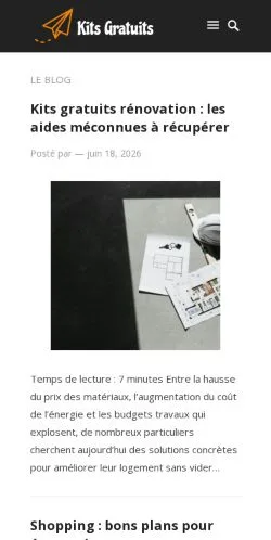 Anteprima del sito Kits Gratuits, media di Francia per articoli sponsorizzati