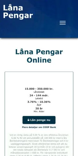Anteprima del sito LaanPengar, media di Svezia per articoli sponsorizzati