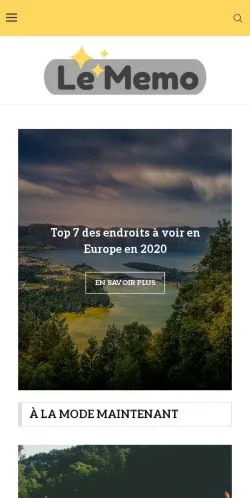 Aperçu du site Le Mémo, média de France pour articles sponsorisés