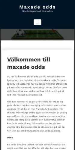 Sponsorlu makaleler için İsveç medyası Maxade Odds sitesinin önizlemesi