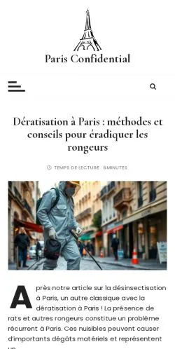 Anteprima del sito Paris Confidential, media di Francia per articoli sponsorizzati