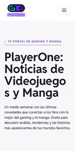 Anteprima del sito PlayerOne, media di Spagna per articoli sponsorizzati
