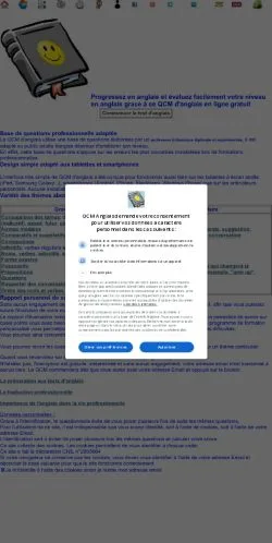 Podgląd witryny QCM Anglais, medium z kraju Francja do artykułów sponsorowanych