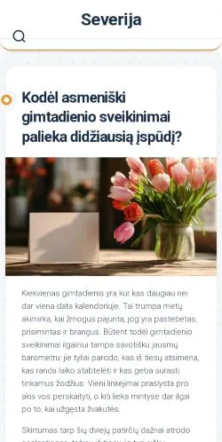 Förhandsvisning av webbplatsen Severija, medium i Litauen för sponsrade artiklar