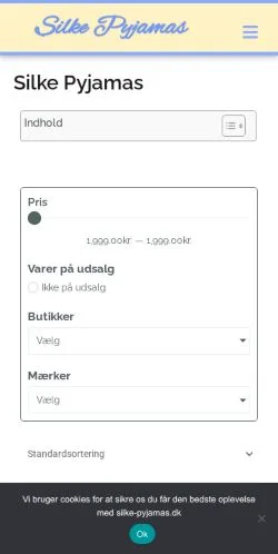 Podgląd witryny Silke Pyjamas, medium z kraju Dania do artykułów sponsorowanych