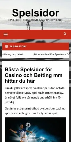 Anteprima del sito Spelsidor, media di Svezia per articoli sponsorizzati