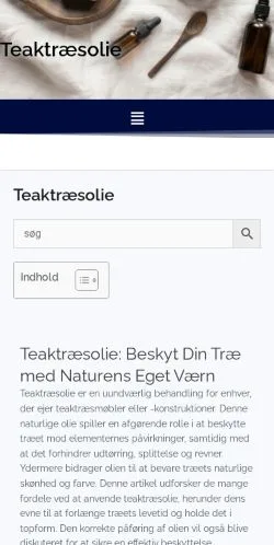 Anteprima del sito Teaktræsolie, media di Danimarca per articoli sponsorizzati