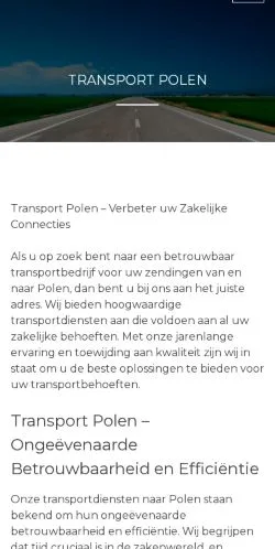 Anteprima del sito Transport Naar Polen, media di Belgio per articoli sponsorizzati