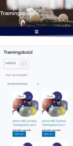 Podgląd witryny Træningsbold, medium z kraju Dania do artykułów sponsorowanych