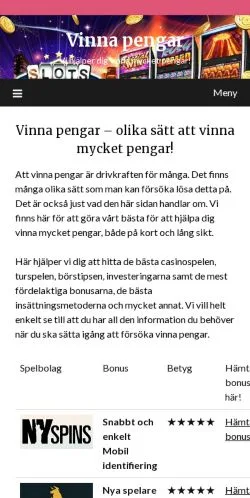 Anteprima del sito Vinna Pengar, media di Svezia per articoli sponsorizzati