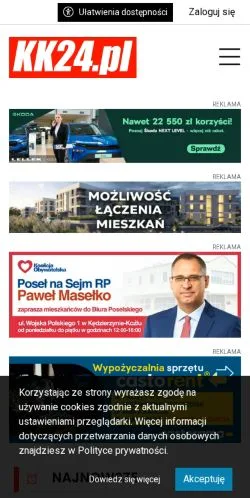 Sponsorlu makaleler için Polonya medyası KK24 sitesinin önizlemesi