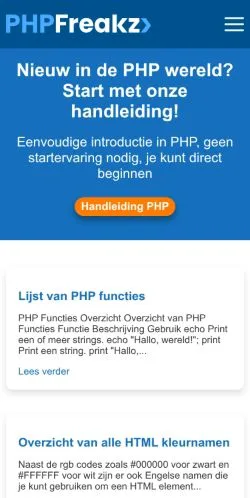 Forhåndsvisning av nettstedet PHPFreakz, medium fra Nederland for sponsede artikler