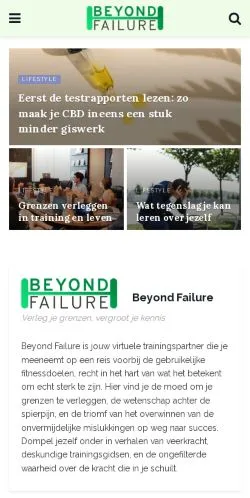 Sponsorlu makaleler için Hollanda medyası Beyond Failure sitesinin önizlemesi