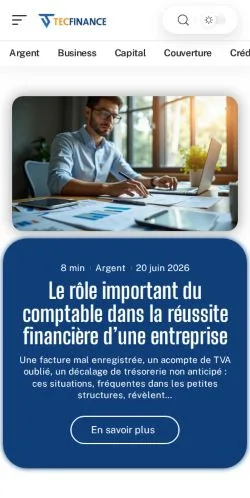 Pré-visualização do site TecFinance, meio de França para artigos patrocinados