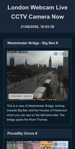 Podgląd witryny London Webcam, medium z kraju Wielka Brytania do artykułów sponsorowanych