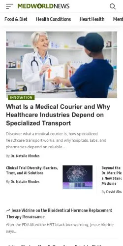 Anteprima del sito MedWorld News, media di Stati Uniti per articoli sponsorizzati
