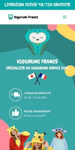 Podgląd witryny Kigurumi France, medium z kraju Francja do artykułów sponsorowanych
