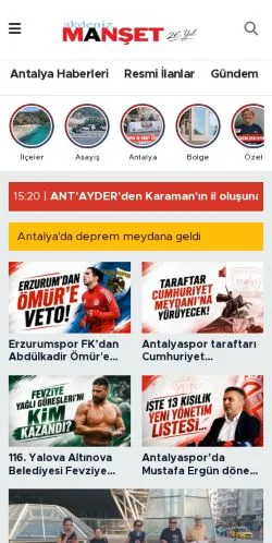 Anteprima del sito Akdeniz Manşet, media di Turchia per articoli sponsorizzati